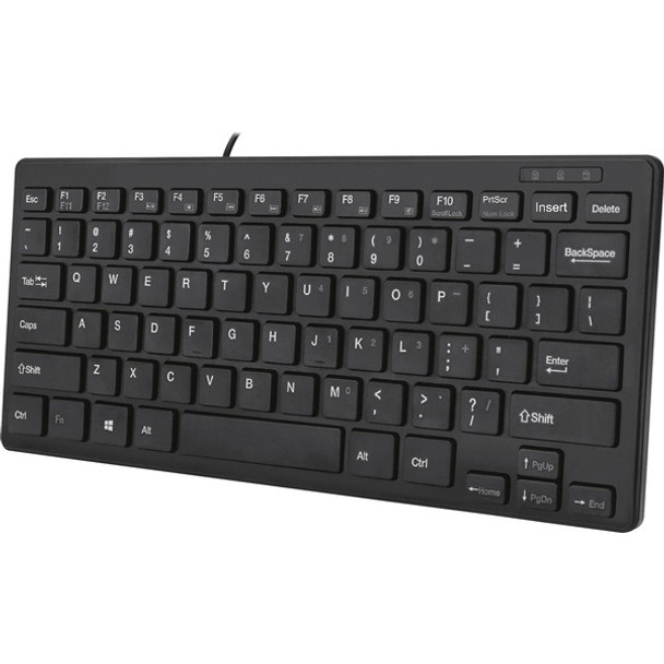 Adesso SlimTouch Mini Keyboard - Cable Connectivity - USB Interface - 78 Key - English (US) - QWERTY Layout - Desktop Computer, Notebook - Windows - Membrane Keyswitch - Black