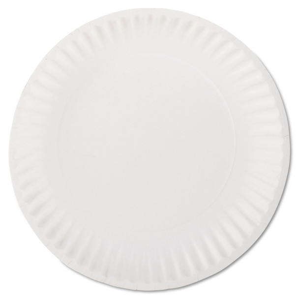 White Paper Plates, 9" dia, 100/Pack