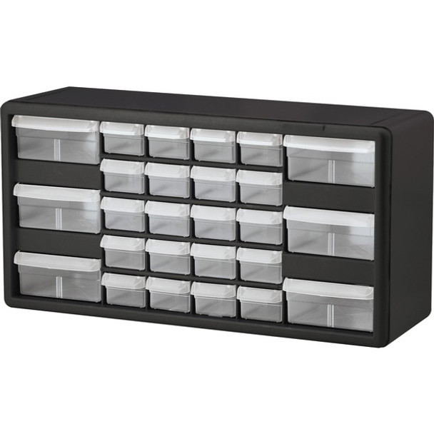 Akro-Mils 26-Drawer Plastic Storage Cabinet - 26 Compartment(s) - 10.3" Height x 20" Width x 6.4" Depth - Unbreakable, Stackable, Finger Grip - Black - Polymer, Plastic - 1 Each