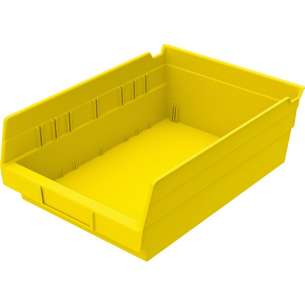 Akro-Mils Economical Storage Shelf Bins - 4" Height x 8.4" Width x 11.6" Depth - Water Proof, Label Holder, Durable, Oil Resistant, Grease Resistant - Yellow - Polymer - 1 Each