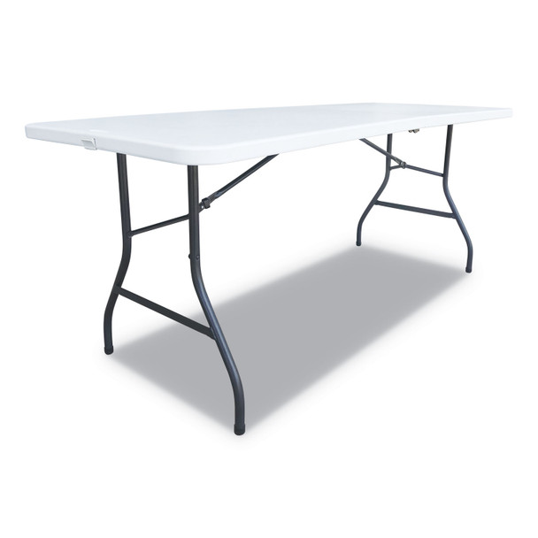 Fold-in-Half Resin Folding Table, Rectangular, 72w x 29.63d x 29.25h, White