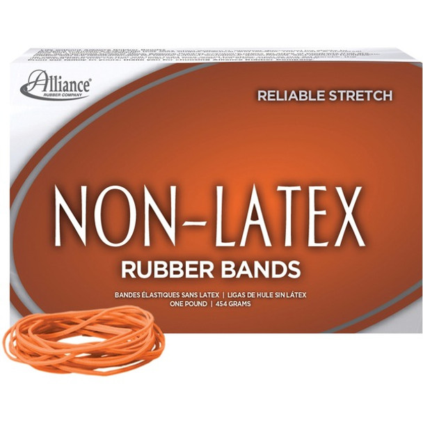 Alliance Rubber 37196 Non-Latex Rubber Bands - Size #19 - 1 lb. box contains approx. 1440 bands - 3 1/2" x 1/16" - Orange