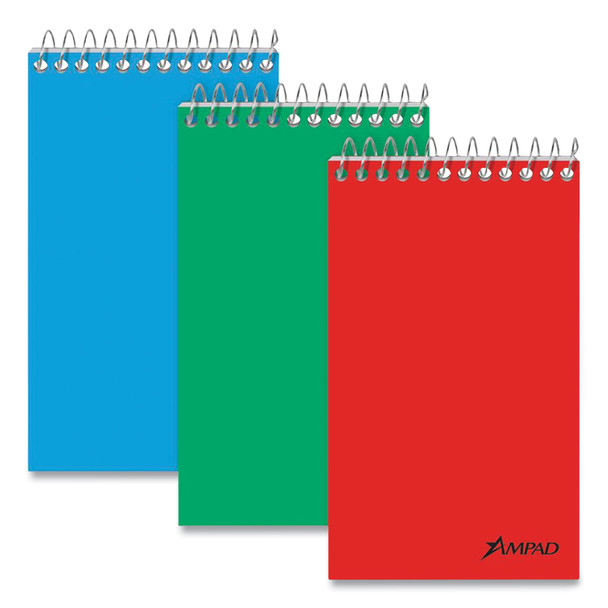 Memo Pads, Narrow Rule, Assorted Cover Colors, 60 White 3 x 5 Sheets, Dozen