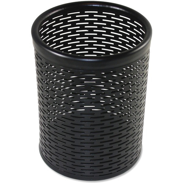 Artistic Urban Collection Punched Metal Pencil Cup - 4.5" x 3.5" x 3.5" x - Metal - 1 Each - Black