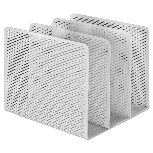 Urban Collection Punched Metal File Sorter, 3 Sections, Letter Size Files, 8" x 8" x 7.25", White