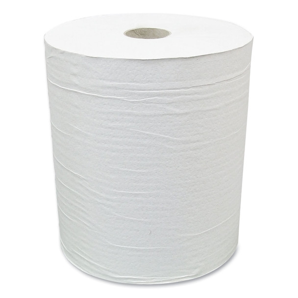 Hardwound Paper Towel Roll, Eco Green Paper, 1-Ply, 7.88" x 800 ft, White, 6/Carton