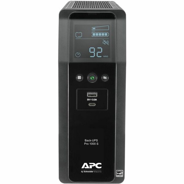 APC by Schneider Electric Back-UPS Pro BR1000MS 1.0KVA Tower UPS - Tower - 16 Hour Recharge - 3.70 Minute Stand-by - 120 V Input - 120 V AC Output - Sine Wave - 4 x NEMA 5-15R, 6 x NEMA 5-15R - 10 x Battery/Surge Outlet