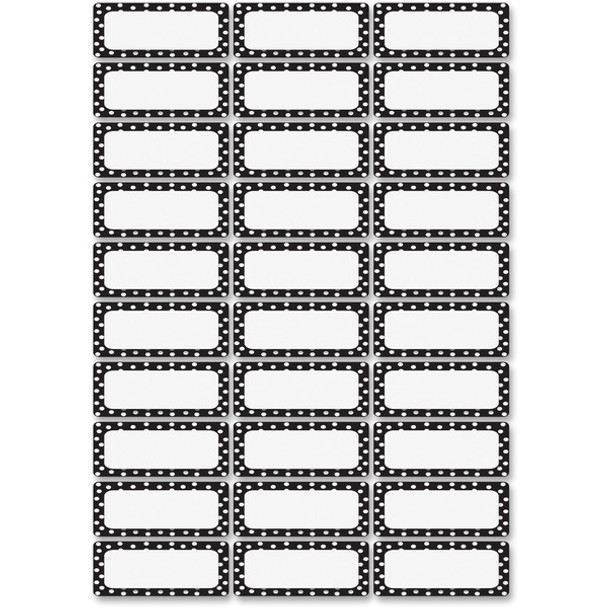 Ashley Dry Erase Black/White Dots Nameplate Magnets - Magnetic - Dotted - Die-cut, Write on/Wipe off - Black, White - 1 / Pack