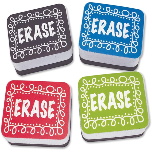 Ashley Chalk Design Mini Whiteboard Eraser - 2" Width x 1.25" Length - Lightweight, Comfortable Grip - Multicolor - 10 / Pack