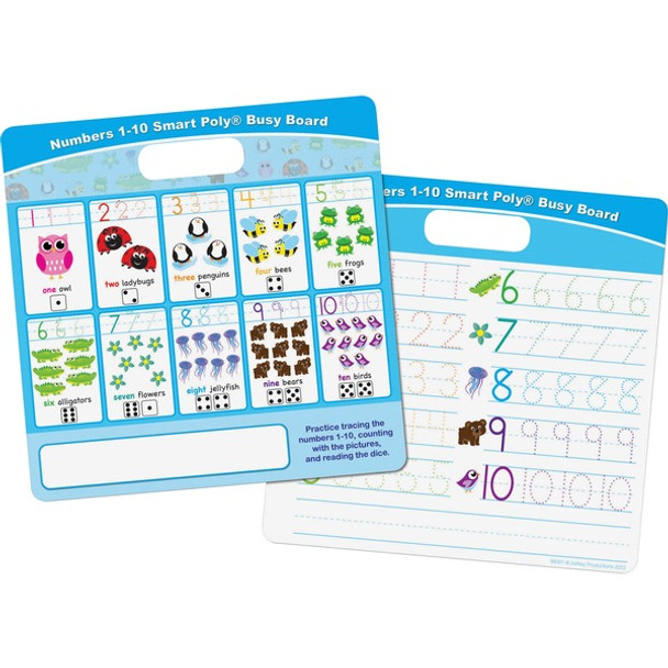 Ashley Numbers 1 - 10 Smart Poly Busy Board - 10.8" (0.9 ft) Width x 10.8" (0.9 ft) Height - Poly-coated Cardboard Surface - Square - 1 Each