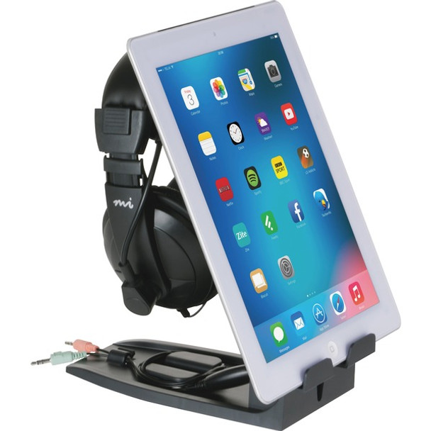 Allsop Headset Hangout, Universal Headphone Stand & Tablet Holder - (31661) - Allsop Headset Hangout, Universal Headphone Stand & Tablet Holder - 9.5" x 3.5" x 8" x - 1 Each - Black