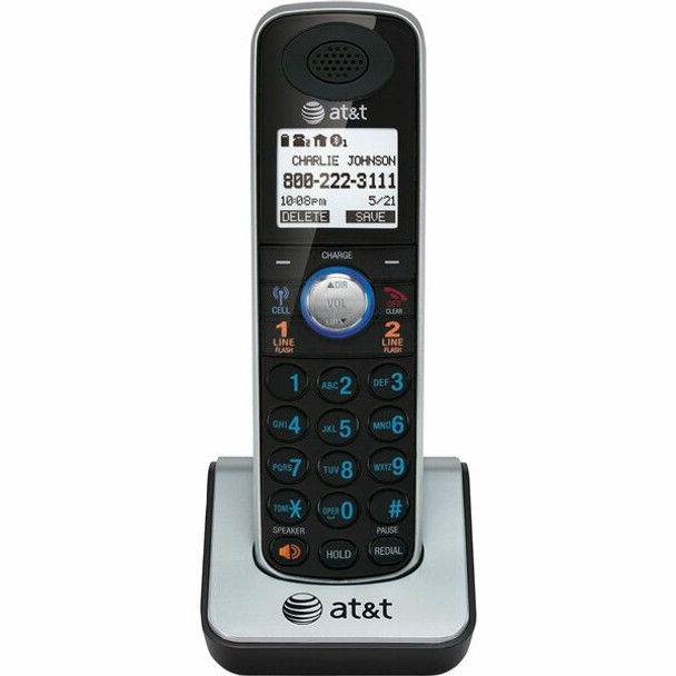 AT&T TL86009 DECT 6.0 Accessory Handset for AT&T TL86109, Black - Cordless - Headset Port - Silver