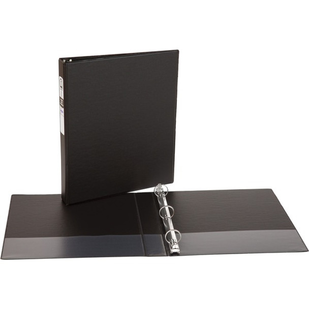 Avery&reg; Economy Binder - 1" Binder Capacity - Letter - 8 1/2" x 11" Sheet Size - 175 Sheet Capacity - 3 x Round Ring Fastener(s) - 2 Internal Pocket(s) - Vinyl - Black - Recycled - Non Locking Mechanism - 1 Each