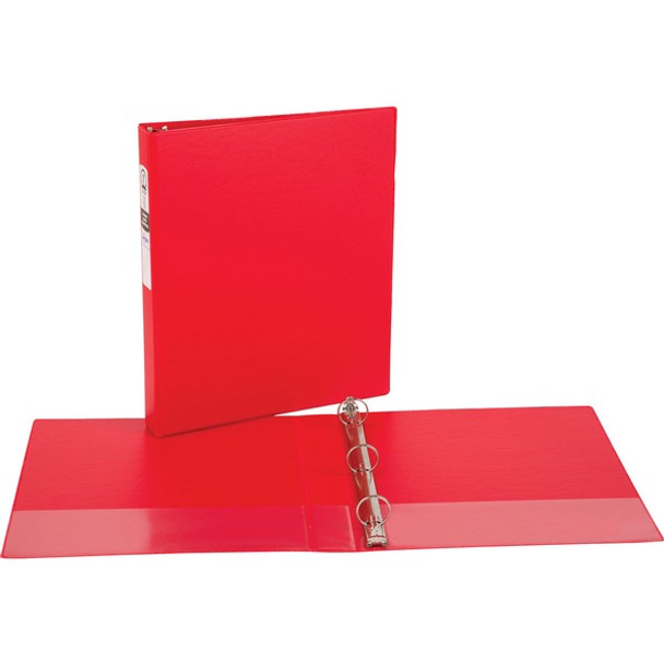 Avery&reg; Economy Binder - 1" Binder Capacity - Letter - 8 1/2" x 11" Sheet Size - 175 Sheet Capacity - 3 x Round Ring Fastener(s) - 2 Internal Pocket(s) - Vinyl - Red - Recycled - Non Locking Mechanism - 1 Each