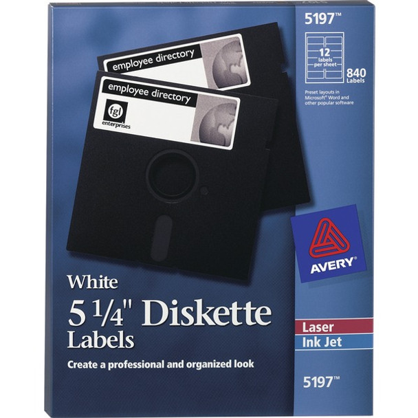 Avery&reg; Floppy Disk Label - Permanent Adhesive - Rectangle - Matte White - 1 / Carton