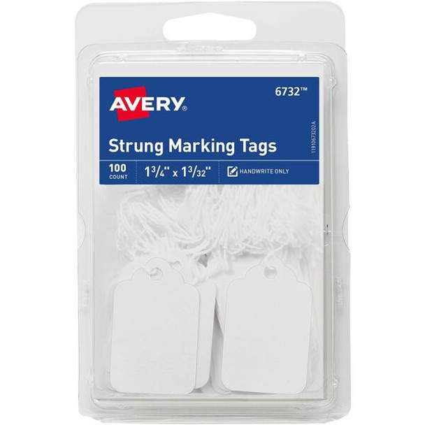 Avery&reg; Marking Tags, Strung, 1-3/4" x 1-3/32" , 100 Tags (6732) - Avery&reg; Marking Tags, Strung, 1-3/4" x 1-3/32" , 100 Tags (6732)