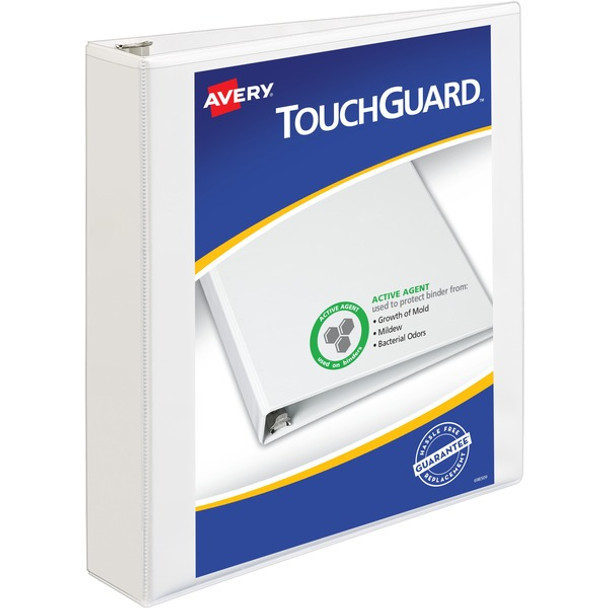 Avery&reg; TouchGuard View 3 Ring Binder - 1 1/2" Binder Capacity - Letter - 8 1/2" x 11" Sheet Size - 375 Sheet Capacity - 3 x Slant Ring Fastener(s) - 4 Pocket(s) - Polypropylene - Recycled - Pocket, Durable, Antimicrobial, Heavy Duty - 1 Each