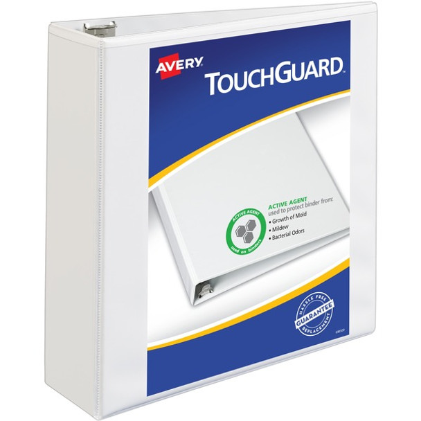 Avery&reg; TouchGuard View 3 Ring Binder - 3" Binder Capacity - Letter - 8 1/2" x 11" Sheet Size - 635 Sheet Capacity - 3 x Slant Ring Fastener(s) - 4 Pocket(s) - Polypropylene - Recycled - Pocket, Durable, Antimicrobial, Heavy Duty - 1 Each