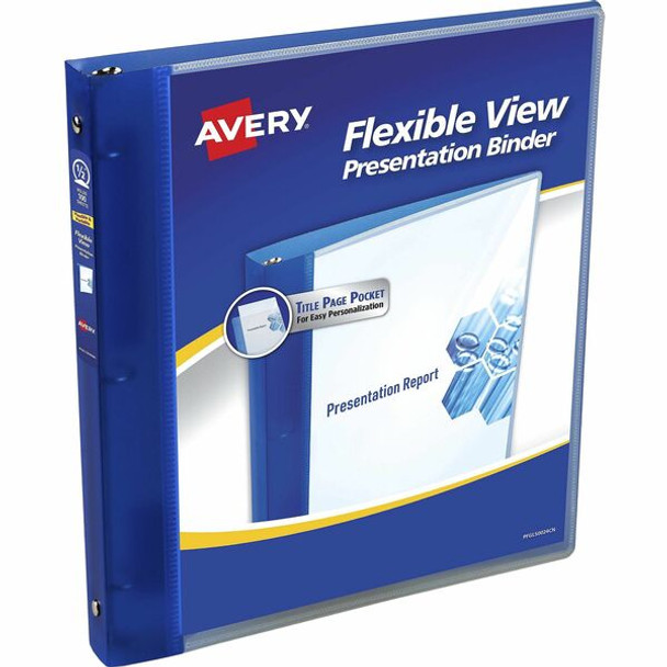 Avery&reg; Flexi-View 3 Ring Binders - 1/2" Binder Capacity - Letter - 8 1/2" x 11" Sheet Size - 100 Sheet Capacity - 3 x Round Ring Fastener(s) - Polypropylene - Flexible - 1 Each