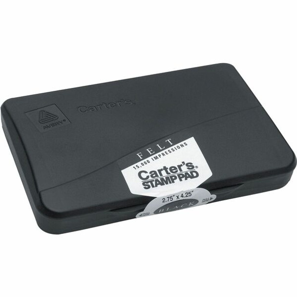 Carter's&trade; Reinkable Felt Stamp Pads - 1 Each - 2.8" Width x 4.3" Length - Felt Pad - Black Ink - Black