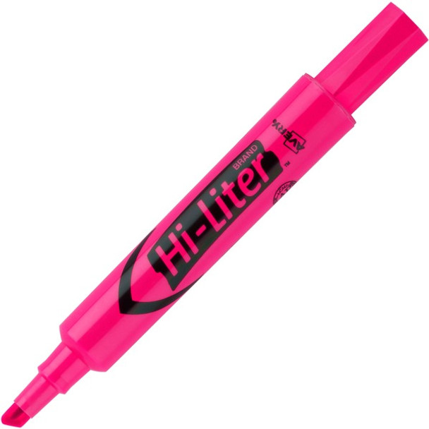 Avery&reg; Desk-Style, Fluorescent Pink, 1 Count (24010) - Chisel Marker Point Style - Refillable - Fluorescent Pink Water Based Ink - Pink Barrel - 1 Dozen