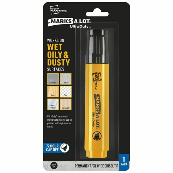 Avery&reg; UltraDuty Markers, XL Wide Tip, 1 Black Marker (29865) - Narrow, Bold Marker Point - 18 mm Marker Point Size - Chisel Marker Point Style - Black - Polyester Tip - 1