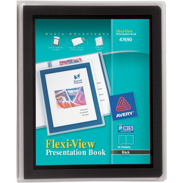 Avery&reg; Flexi-View Presentation Book - Letter - 8 1/2" x 11" Sheet Size - 48 Sheet Capacity - Internal Pocket(s) - Polypropylene - Non-stick, Spill-free, Preprinted, Lightweight - 1 Each