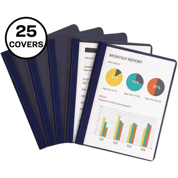 Avery&reg; Letter Report Cover - 8 1/2" x 11" - 20 Sheet Capacity - 3 x Double Prong Fastener(s) - 1/2" Fastener Capacity for Folder - Metal - Dark Blue - 25 / Box