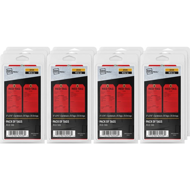 Avery&reg; Preprinted RED TAG 5S Hang Tags - 5.75" Length x 3" Width - 25 / Pack - Card Stock - Red