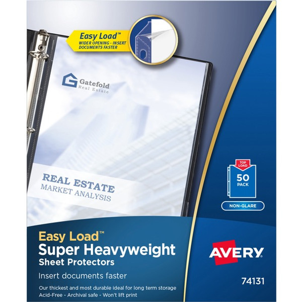 Avery&reg; Super-Heavyweight Sheet Protectors - 10 x Sheet Capacity - For Letter 8 1/2" x 11" Sheet - 3 x Holes - Ring Binder - Top Loading - Clear - Polypropylene - 50 / Box