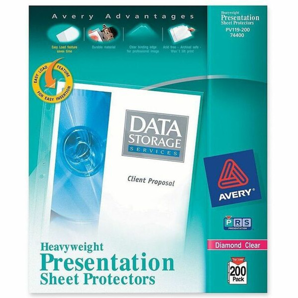 Avery&reg; Heavyweight Sheet Protectors - For Letter 8 1/2" x 11" Sheet - Diamond Clear - Polypropylene - 200 / Box