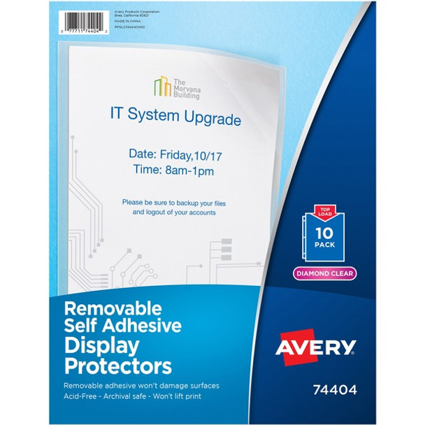 Avery&reg; Display Protectors - 20 x Sheet Capacity - For Letter 8 1/2" x 11" Sheet - Top Loading - Clear - Polypropylene - 10 / Pack