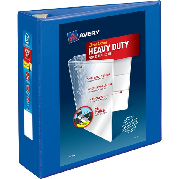 Avery&reg; Heavy-Duty View Pacific Blue 3" Binder (79811) - Avery&reg; Heavy-Duty View 3 Ring Binder, 3" One Touch EZD&reg; Rings, 3.5" Spine, 1 Pacific Blue Binder (79811)