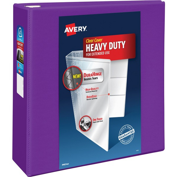 Avery&reg; Heavy-Duty View Purple 4" Binder (79813) - Avery&reg; Heavy-Duty View 3 Ring Binder, 4" One Touch EZD&reg; Rings, 4.5" Spine, 1 Purple Binder (79813)