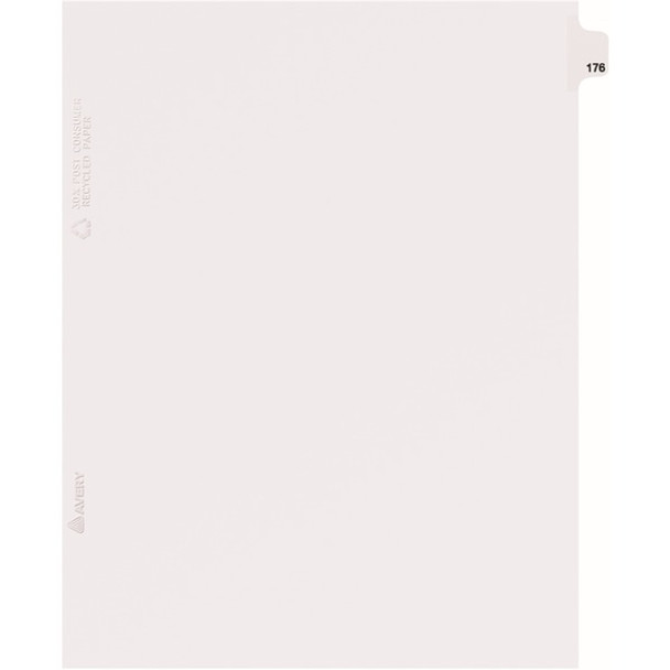 Avery&reg; Side Tab Individual Legal Dividers - 25 x Divider(s) - Side Tab(s) - 176 - 1 Tab(s)/Set - 8.5" Divider Width x 11" Divider Length - Letter - 8.50" Width x 11" Length - White Paper Divider - Recycled - 1