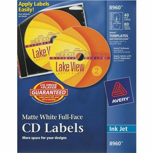 Avery&reg; Optical Disc Label - Inkjet - 40 / Pack