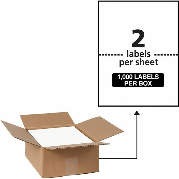 Avery&reg; Waterproof Shipping Labels with Ultrahold&reg; Permanent Adhesive, 5-1/2" x 8-1/2" , 1,000 Labels for Laser Printers (95526) - Avery&reg; 5-1/2" x 8-1/2" Labels, Ultrahold&reg;, 1,000 Labels (95526)