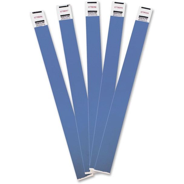 Advantus Tyvek&reg; Wristbands - 3/4" Width x 10" Length - Rectangle - Blue - Tyvek - 100 / Pack - Adhesive Closure