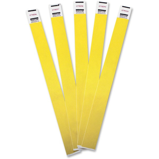 Advantus Tyvek&reg; Wristbands - 3/4" Width x 9 3/4" Length - Yellow - Tyvek - 100 / Pack