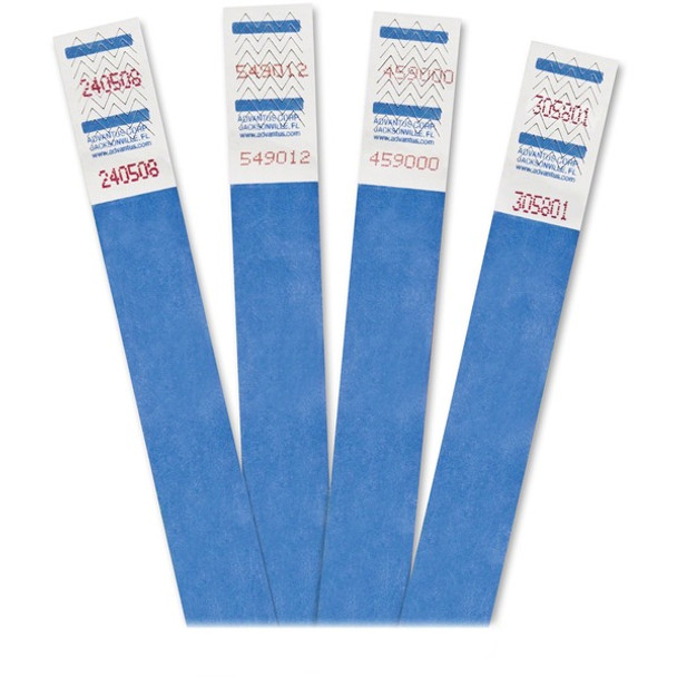 Advantus Tyvek Wristbands - 3/4" Width x 9 3/4" Length - Rectangle - Blue - Tyvek - 500 / Pack - Adhesive Closure