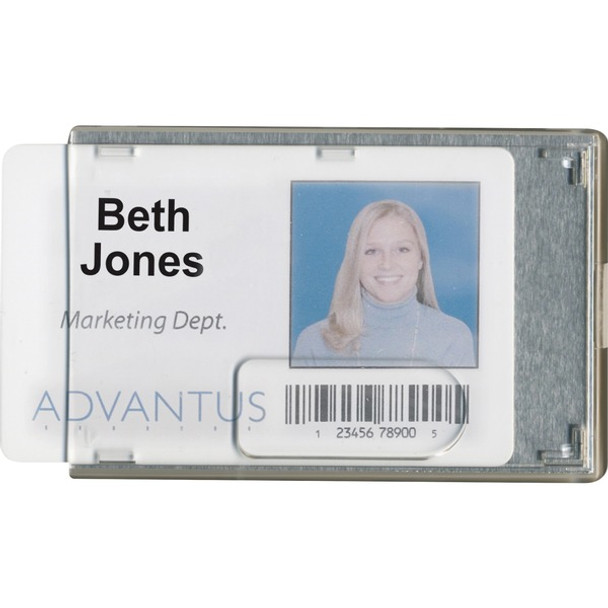 Advantus RFID Blocking Badge Holder - Support 3.38" x 2.13" Media - Vertical, Horizontal - Vinyl - 20 / Pack - Clear - Removable