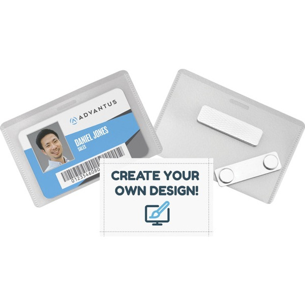 Advantus DIY Magnetic Name Badge Kit - Horizontal - 3.8" x 2.5" x - Plastic - 20 / Pack - White, Clear - Magnetic