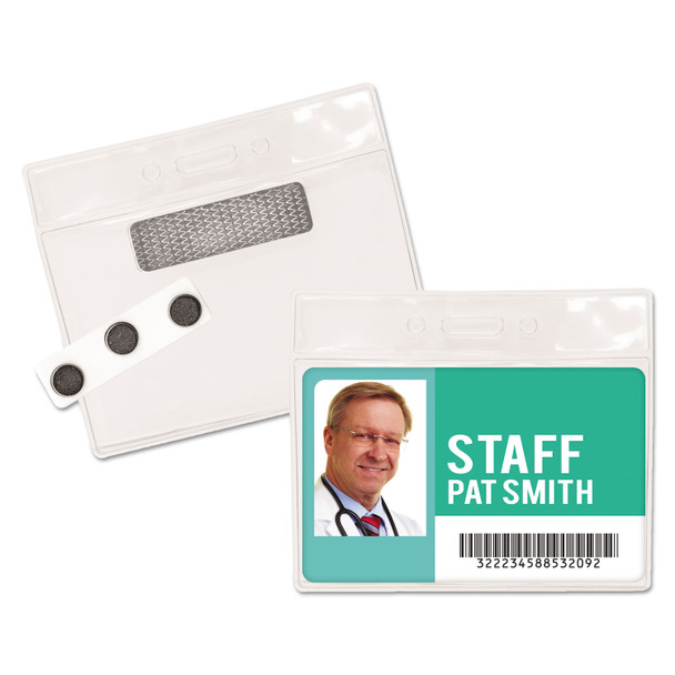 Magnetic-Style Name Badge Kits, Horizontal, Clear 4.5" x 3.25" Holder, 4.13" x 3" Insert, 20/Pack