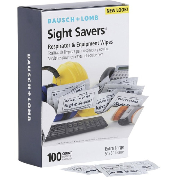 Bausch + Lomb Sight Savers XL Equipment Wipes - 100 / Box - Alcohol-free