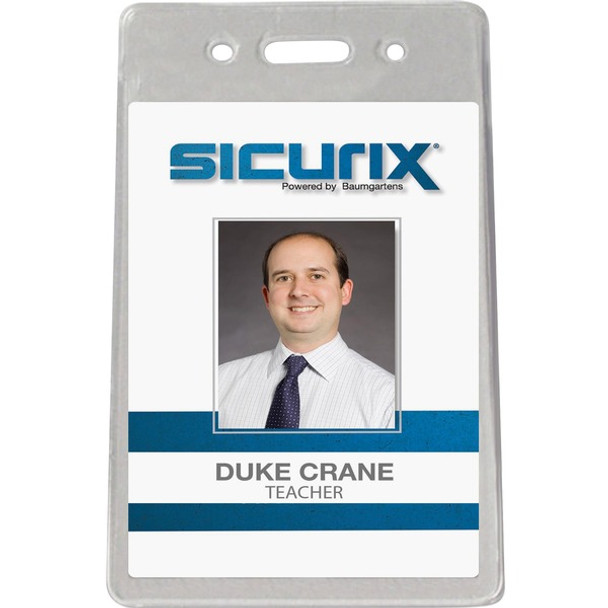 SICURIX Proximity Badge Holder - Support 2.37" x 3.50" Media - Vertical - Vinyl - 50 / Pack - Clear