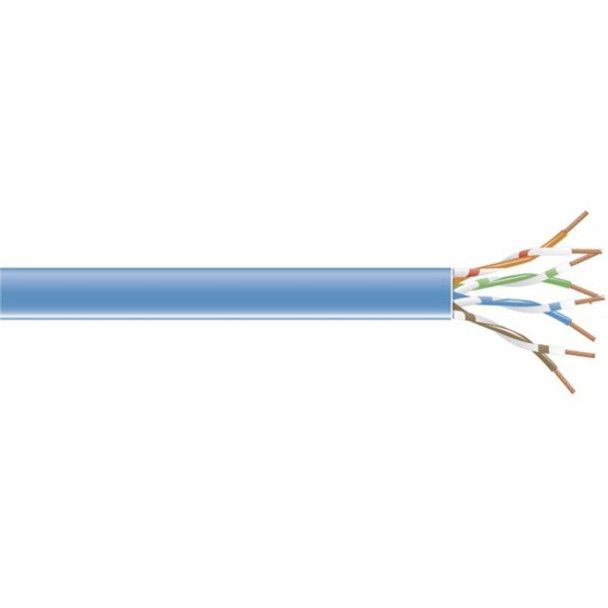 Black Box CAT6 250-MHz Solid Bulk Cable - 1000 ft Category 6 Network Cable for Network Device - First End: Bare Wire - Second End: Bare Wire - CMP, Plenum - 23 AWG - Blue - TAA Compliant