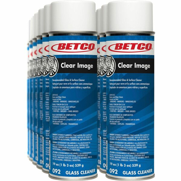 Betco Clear Image Glass & Surface Cleaner - 19 fl oz (0.6 quart)Aerosol Spray Can - 12 / Carton - White