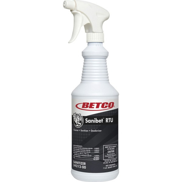 Betco Sanibet RTU Cleaner - Ready-To-Use - 32 fl oz (1 quart) - 1 Each - Yellow