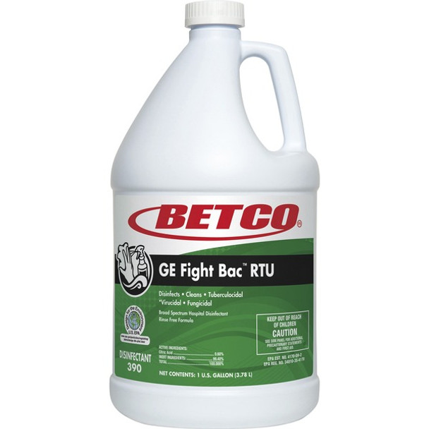 Betco Fight Bac RTU Disinfectant - Ready-To-Use - 128 fl oz (4 quart) - Fresh Scent - 1 Each - Clear