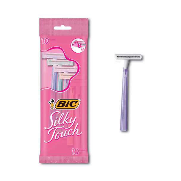 Silky Touch WomenÃƒÂ¢Ã¢â€šÂ¬Ã¢â€žÂ¢s Disposable Razor, 2 Blades, Assorted Colors, 10/Pack